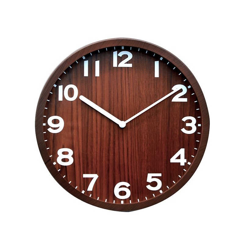 Natural - 居家设计深木纹温度静音挂钟客厅卧房时钟 - 时钟/闹钟 - 塑料 咖啡色