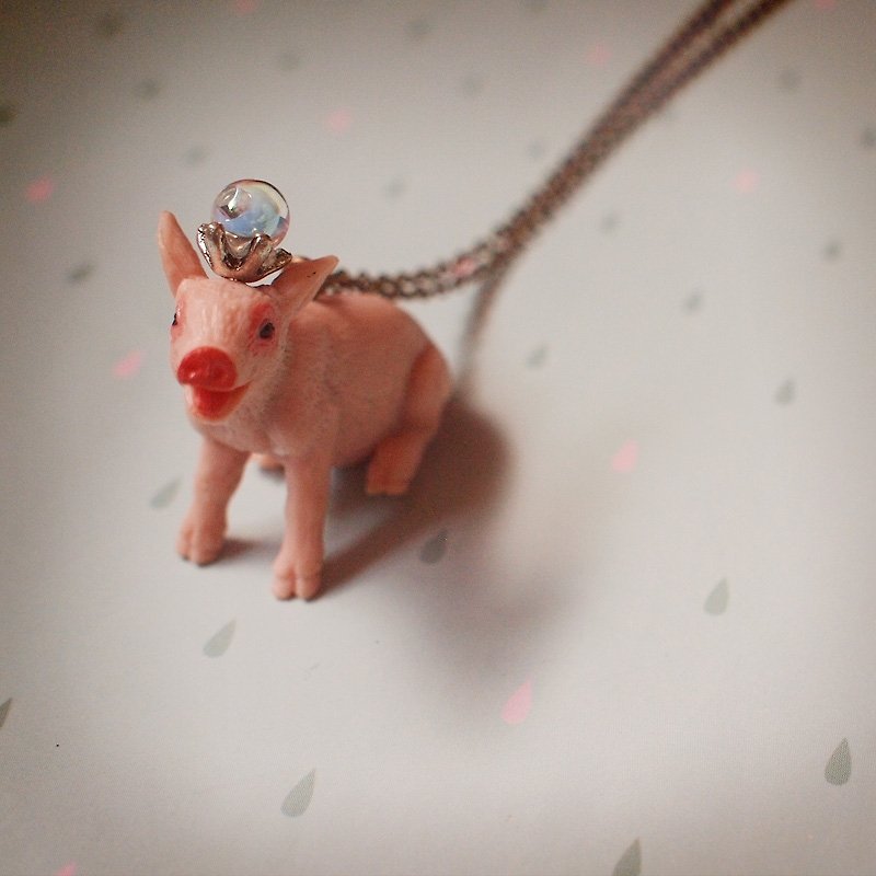 动物园 | 牧羊粉红小猪 动物古铜项链 - 项链 - 塑料 橘色