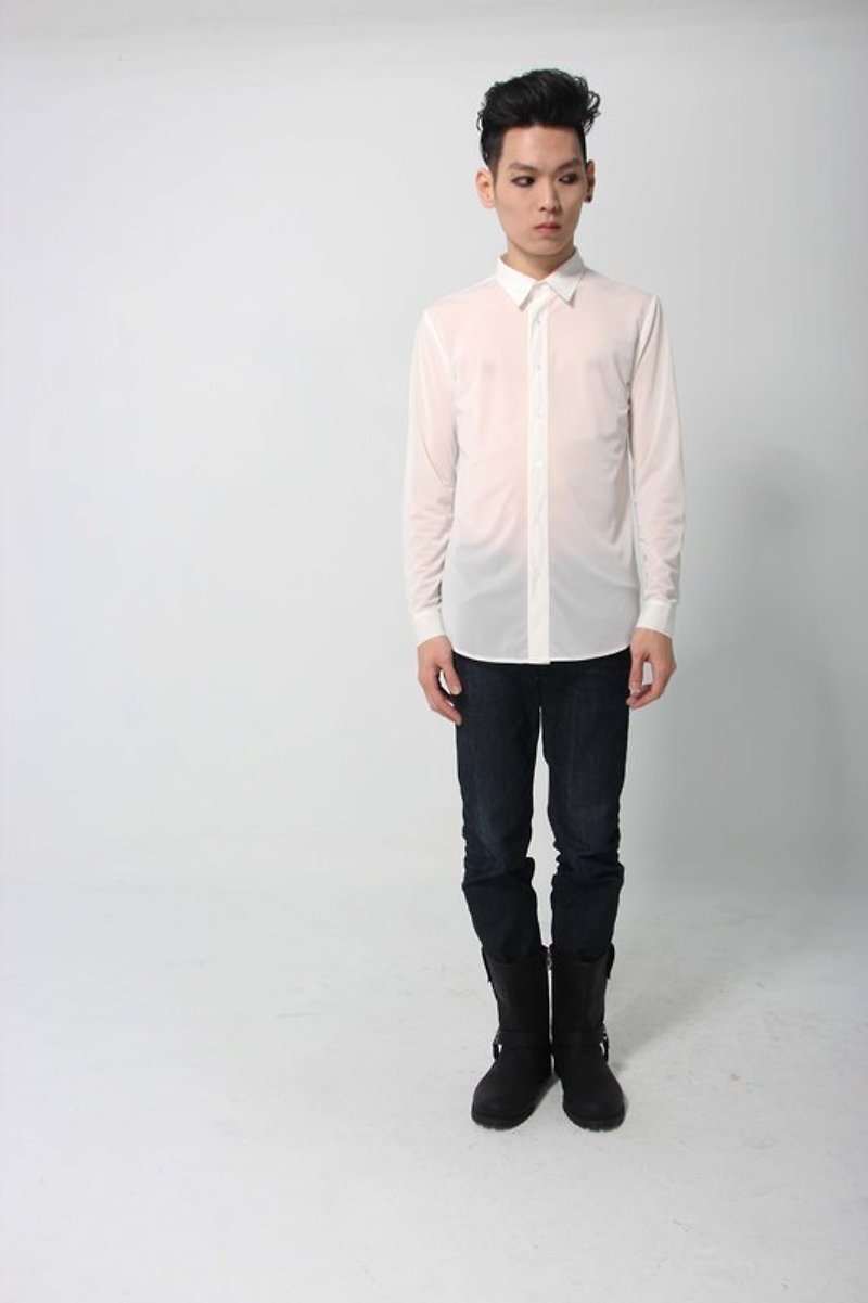 Sevenfold 弹性雪纺衬衫 Elastic Chiffon Shirt - 男装衬衫 - 其他材质 白色