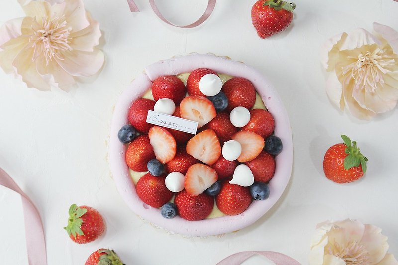 开心草莓塔 8寸 | 冬季限定苗栗大湖草莓香甜可口的魅力 - 蛋糕/甜点 - 新鲜食材 红色