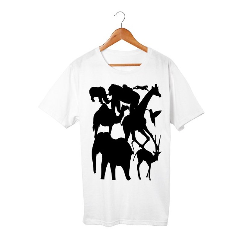 animals T-shirt - 中性连帽卫衣/T 恤 - 棉．麻 白色