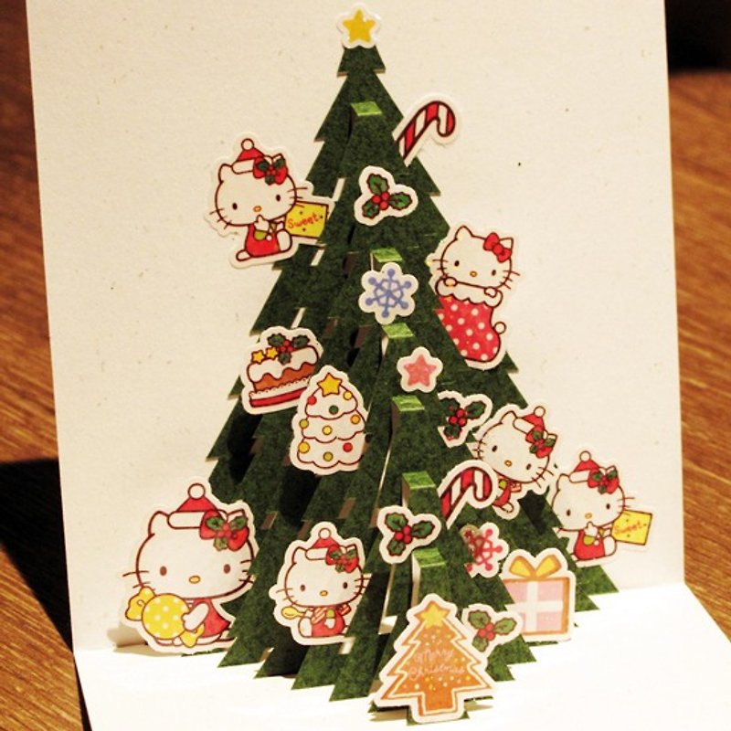 立体纸雕圣诞卡片-圣诞树(90度版) - 卡片/明信片 - 纸 多色
