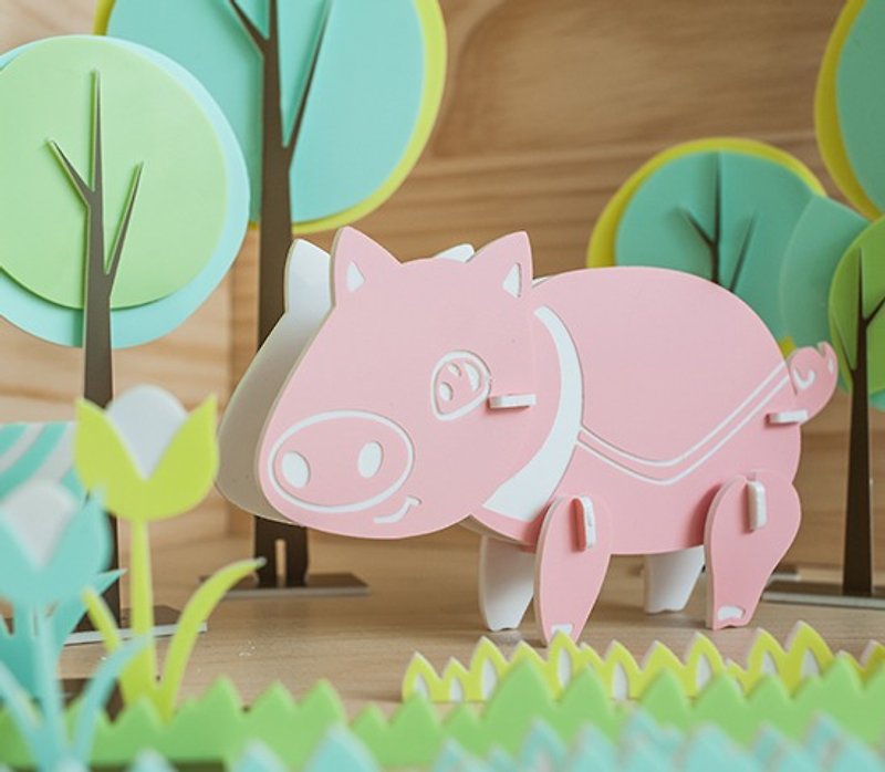 【益智立体拼图】可爱动物系列 // 甜甜小猪 - 玩具/玩偶 - 压克力 粉红色