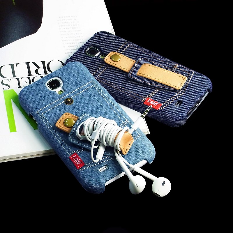 Kalo 卡乐创意 个性丹宁耳机卷线保护壳 for Galaxy S4 - 耳机 - 其他材质 蓝色