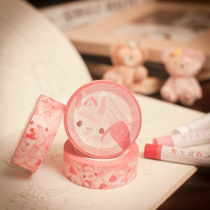 纸胶带*草莓兔 - 纸胶带 - 纸 粉红色