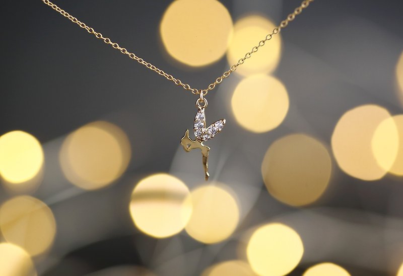 【14KGF】Necklace,CZ Tiny Tinker Bell - 项链 - 其他金属 金色
