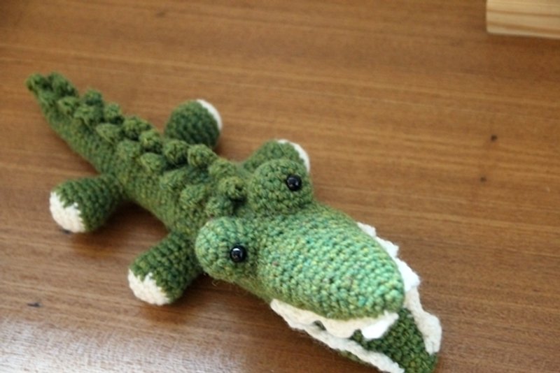 毛线动物 毛线娃娃 毛线鳄鱼 趴趴款鳄鱼 - 玩具/玩偶 - 其他材质 绿色