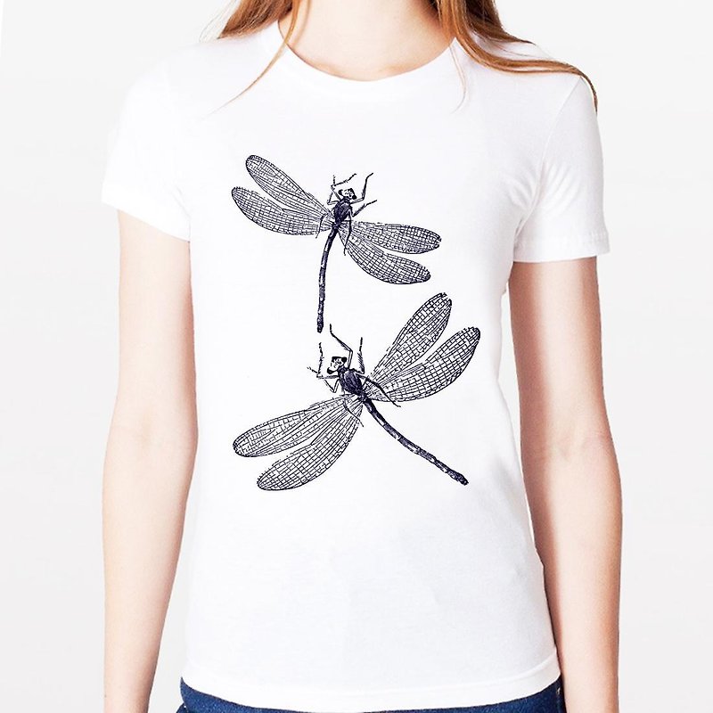 Dragonfly女生短袖T恤-2色 蜻蜓 昆虫 自然 动物 环保 文青 艺术 设计 时髦 时尚 简单 简约 - 女装 T 恤 - 其他材质 多色