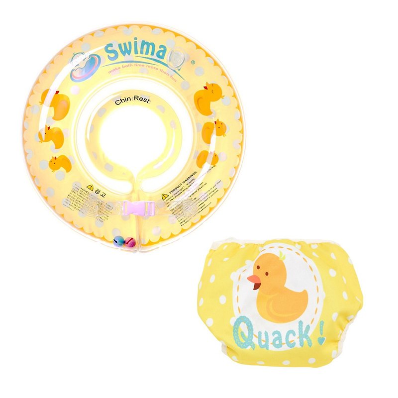 Swimava 小黄鸭婴儿游泳脖圈/尿裤套装组 - 玩具/玩偶 - 塑料 黄色