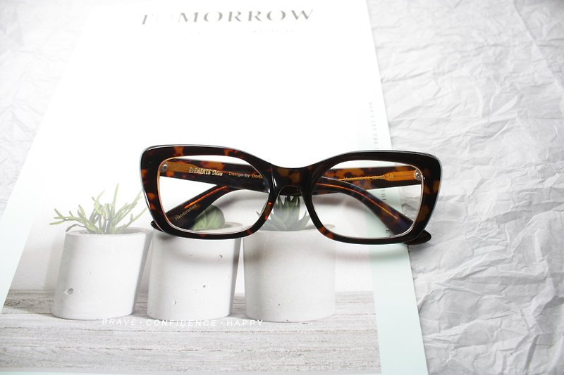 猫眼型格眼镜框欧陆复古风 亚洲面型设计 日本手造 - 眼镜/眼镜框 - 其他材质 咖啡色