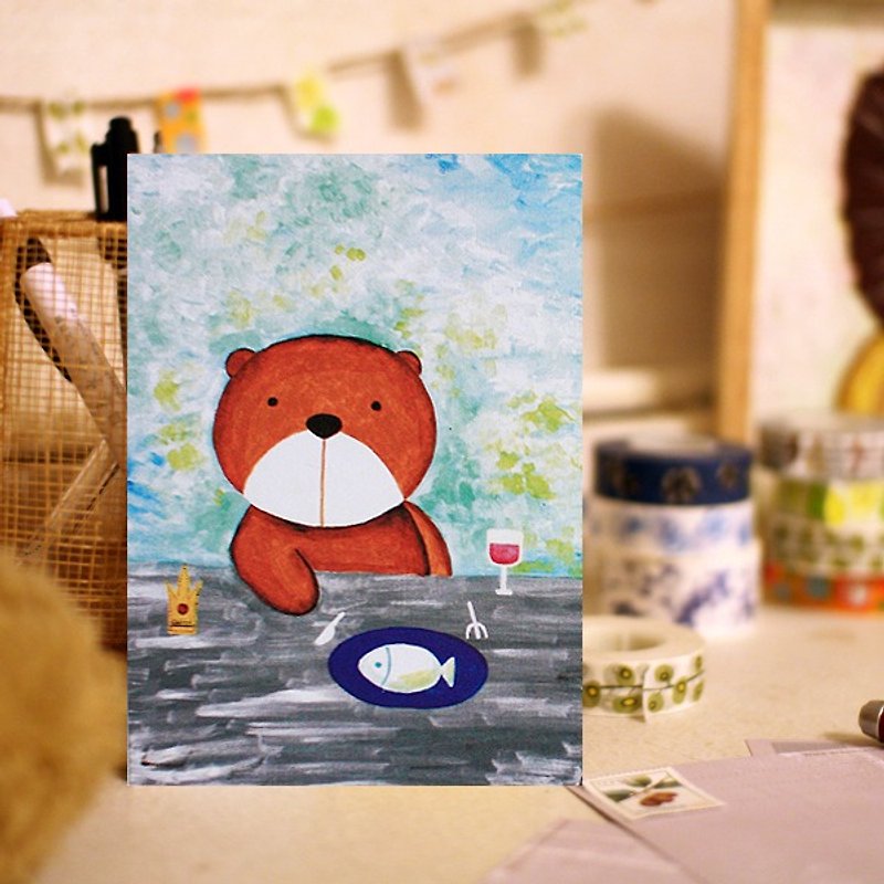明信片 ∣ 棕熊 - 卡片/明信片 - 纸 蓝色