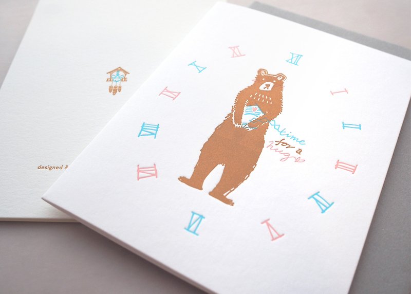 熊抱 - 活板印刷情人卡 - 卡片/明信片 - 纸 咖啡色