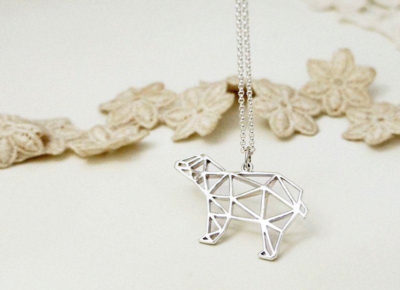 几何北极熊纯银项链 (20寸银链) - 项链 - 其他金属 