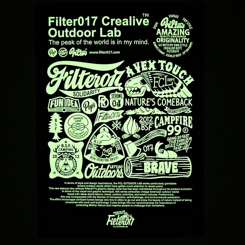 Filter017 FCL OUTDOOR LAB Screen Printing Poster 限量手工网版画作 夜光特别版 黑白 - 其他 - 纸 