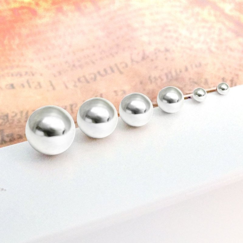 纯银耳环气质甜心银珠/圆珠3mm 925纯银耳环-ART64 - 耳环/耳夹 - 纯银 灰色