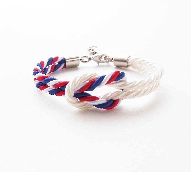 White and Tri-color rope knot bracelet - 手链/手环 - 其他材质 多色