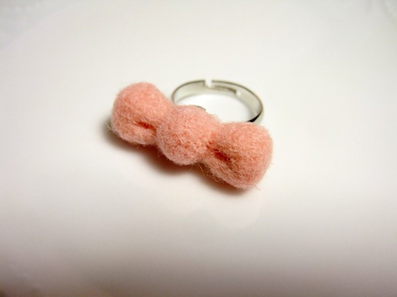 羊毛毡 啾啾戒指 - 绝版玫瑰粉 - 戒指 - 羊毛 粉红色