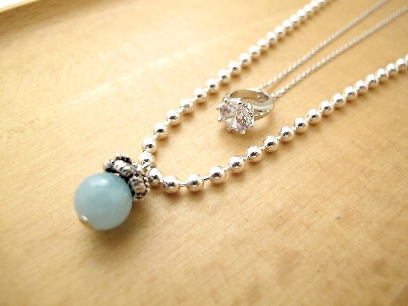 【Regolith 月壤】宝石925纯银珠链 锁骨链 - 项链 - 其他金属 白色