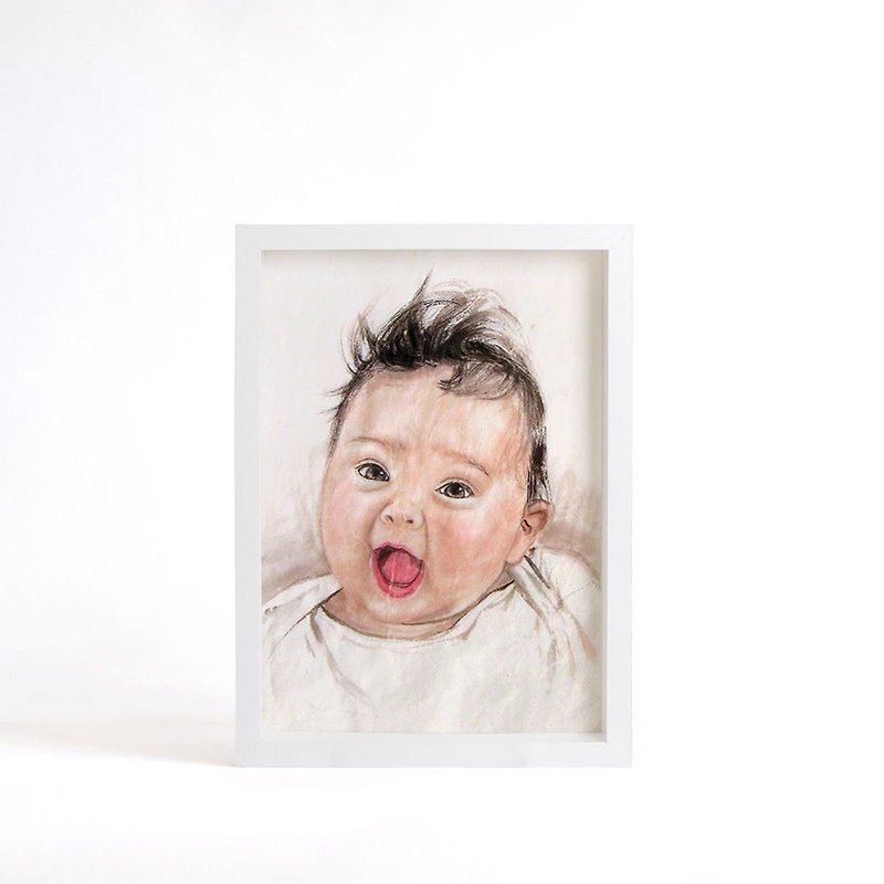 画像定製-赤子心之好奇宝宝爱瞪眼（含框）客厅装饰画带相框A4 - 订制画像 - 纸 多色