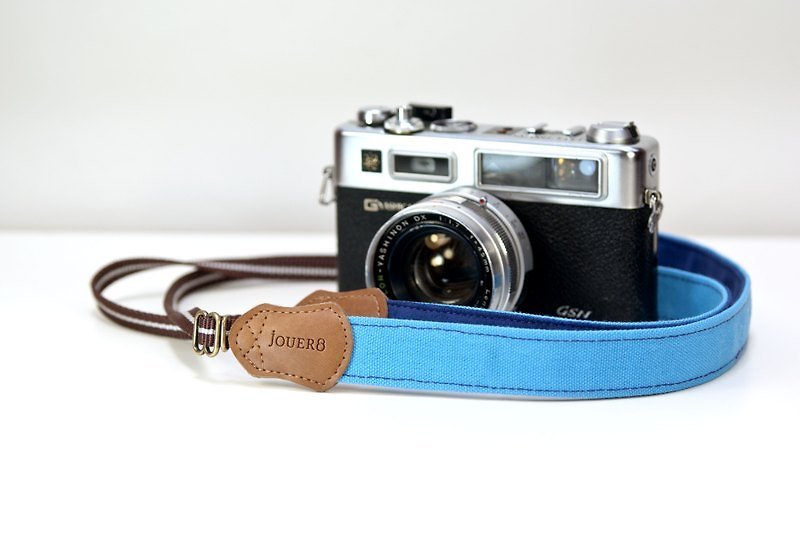 UV显色相机背带-撞色天蓝窄版 - 证件套/卡套 - 棉．麻 蓝色