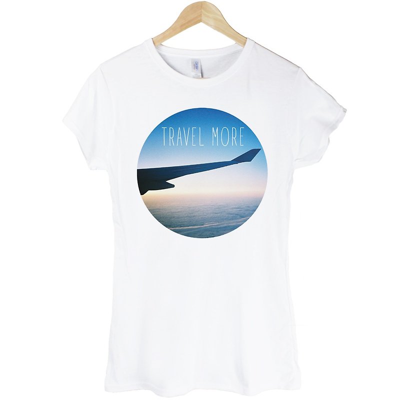 TRAVEL MORE女生短袖T恤-白色 多旅行 摄影 照片 LOMO 年轻 生活 文青 时尚 设计 自创 品牌 时髦 - 女装 T 恤 - 棉．麻 白色
