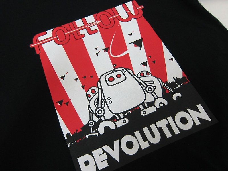 【买一送一】Revolution 好麻吉 机器人 T恤 黑色 - 男装上衣/T 恤 - 棉．麻 黑色