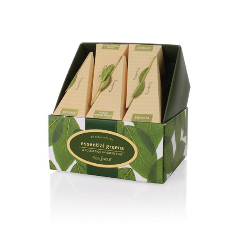 Tea Forte 10入金字塔丝质茶包 - 极品绿茶 Essential Greens Petite Ribbon Box - 茶 - 其他材质 