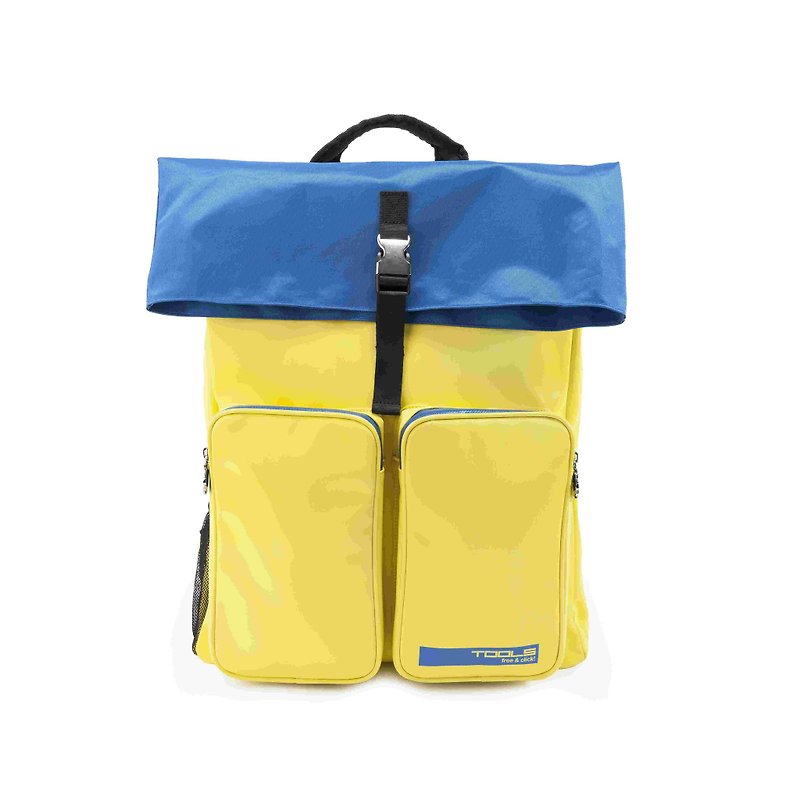 tools 后背图尔包::防泼水::发丝纹::大容量#黄蓝 - 后背包/双肩包 - 防水材质 黄色