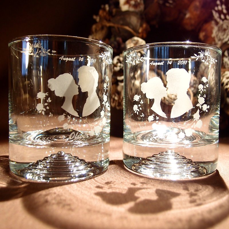 玻璃雕刻-手作【Ocean漩涡威士忌杯】-‘情侣对杯’刻制订作 - 茶具/茶杯 - 玻璃 白色
