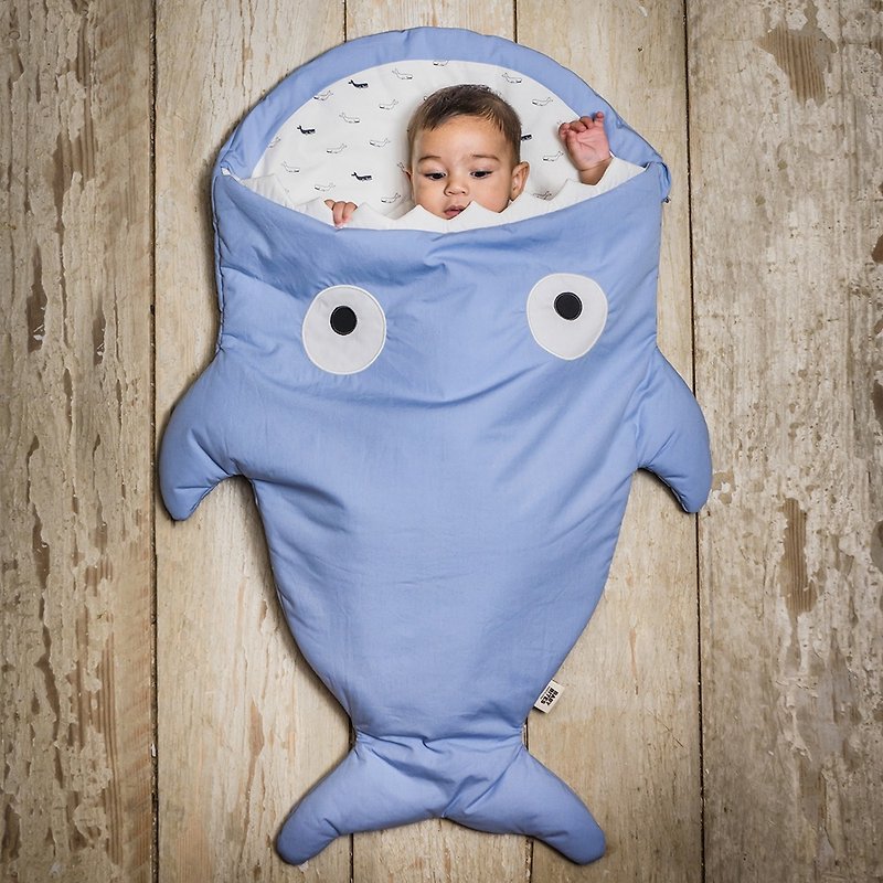 【西班牙制】鲨鱼咬一口BabyBites纯棉婴幼儿多功能睡袋-牵牛花蓝 - 满月礼盒 - 棉．麻 蓝色