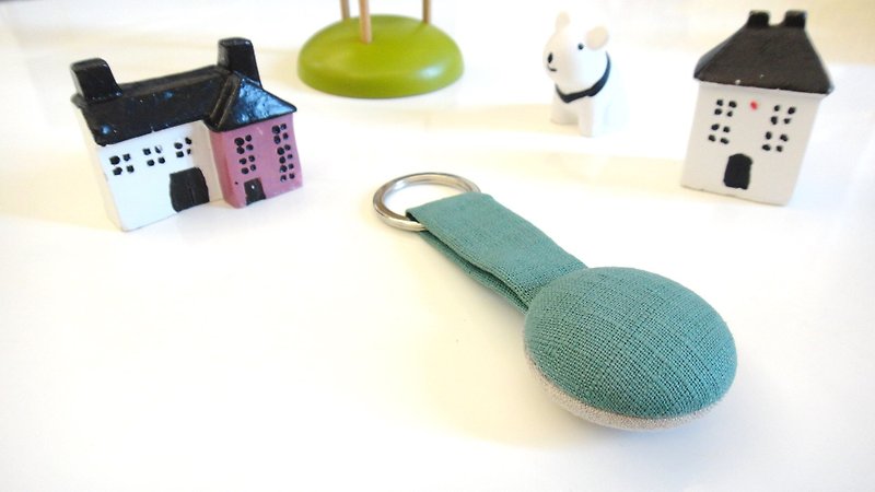 手感布扣钥匙圈 - 草绿棉麻 - 钥匙链/钥匙包 - 其他材质 绿色
