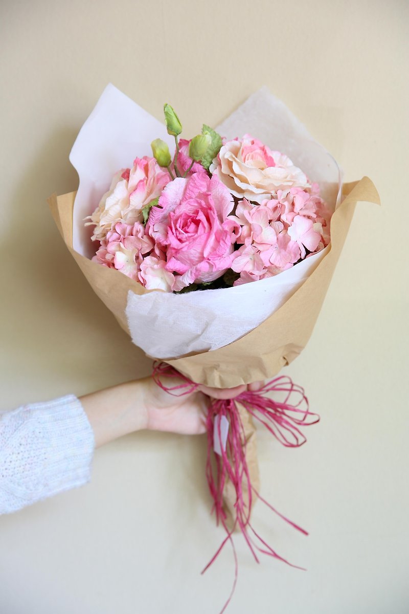 Cherry Pink Medium Flowers Bouquet - 木工/竹艺/纸艺 - 纸 粉红色