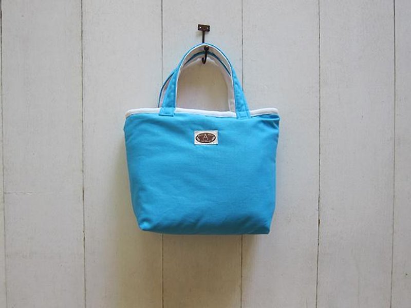 马卡龙系列-帆布小号托特包土耳其蓝+乳白 - 手提包/手提袋 - 其他材质 多色