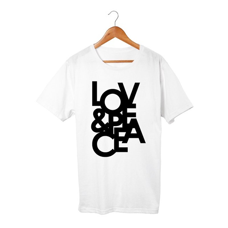 Love & Peace T-shirt - 中性连帽卫衣/T 恤 - 棉．麻 白色