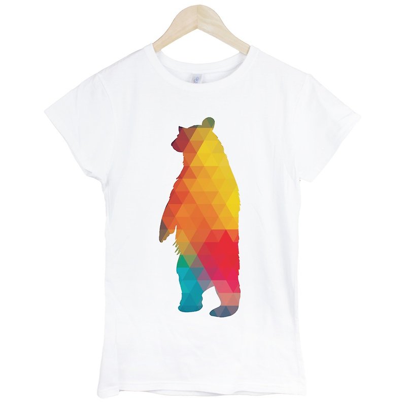 Geometric Bear女生短袖T恤-白色 几何 抽象 熊 设计 艺术 插画 - 女装 T 恤 - 其他材质 白色