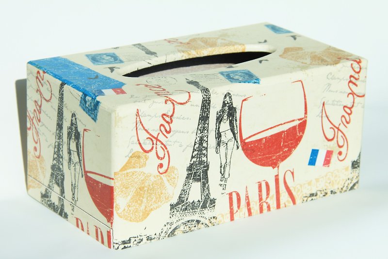 爱在巴黎面纸盒 - 摆饰 - 木头 卡其色