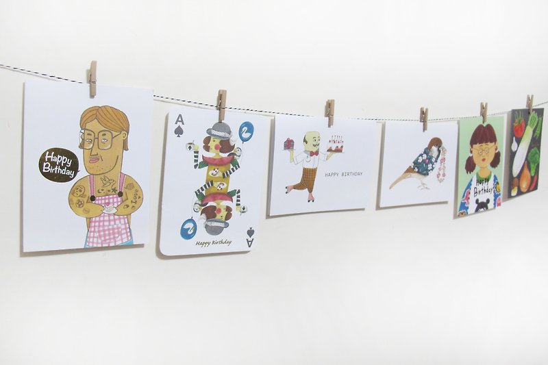 panda杂货铺-三号餐happy card set 附六个不同的可爱信封喔！情人节卡片 生日卡 - 卡片/明信片 - 纸 白色