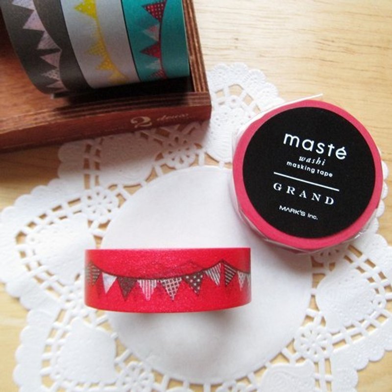 maste Masking Tape 和纸胶带【派对旗帜-红 (MSG-MKT18-RE)】 - 纸胶带 - 纸 红色