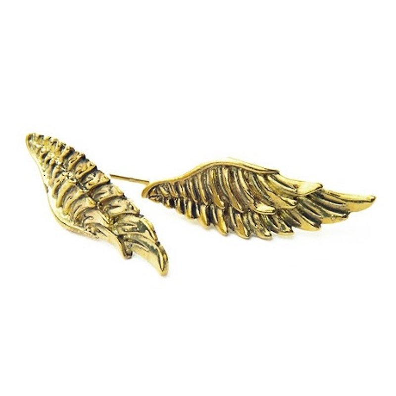 Angle Wing  earring  in brass hand sawing - 耳环/耳夹 - 其他金属 