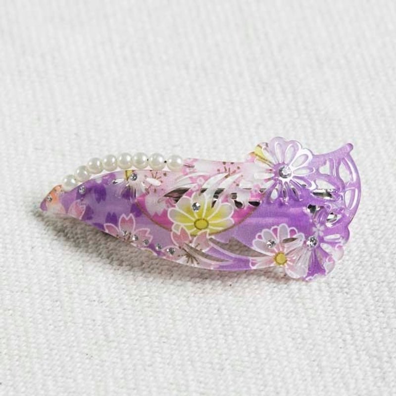 【MITHX】千樱花火,珍珠,自动夹,平夹,发夹-紫 - 发饰 - 压克力 紫色