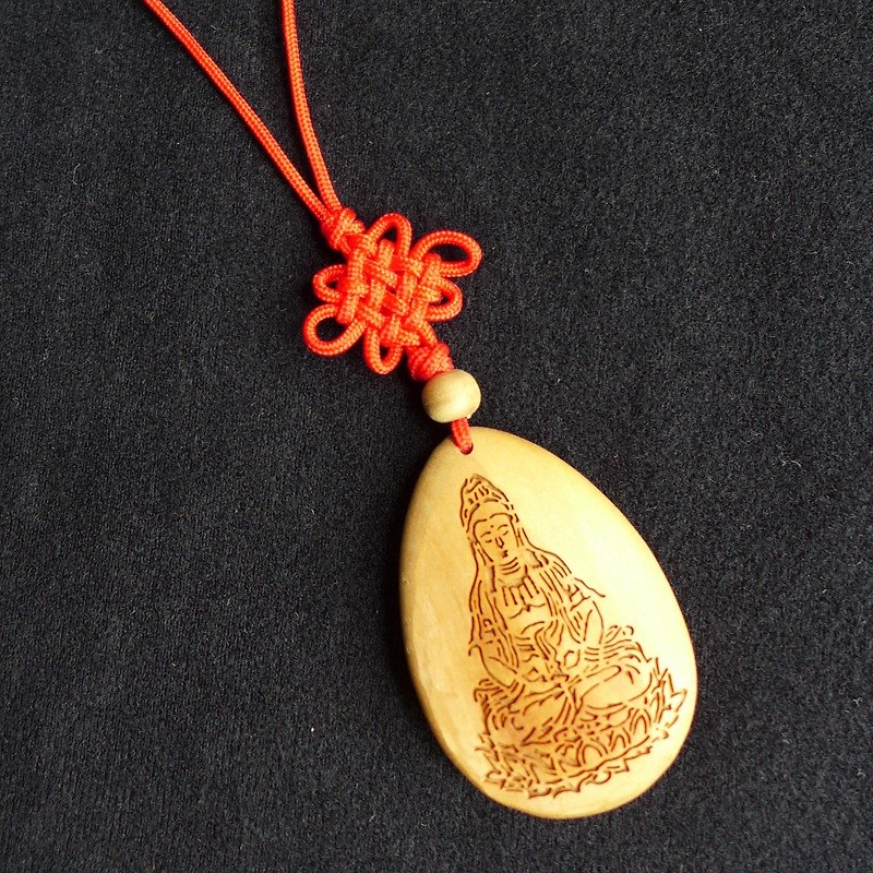 有保佑的礼物 ㊣印度老山檀香木护身项链-观世音菩萨 - 项链 - 木头 咖啡色