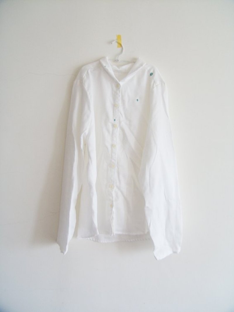 长袖衬衫/春天的雨 - 女装衬衫 - 棉．麻 白色