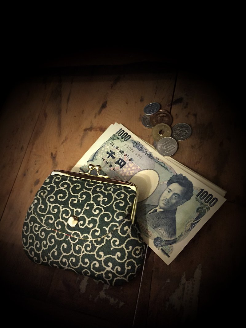日本和风口袋口金包(唐草纹) - 皮夹/钱包 - 其他材质 绿色