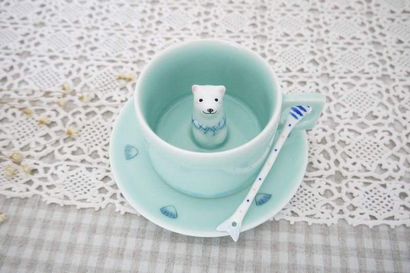 三浅陶社| 北极熊咖啡杯（三件套） 创意礼物 - 咖啡杯/马克杯 - 其他材质 绿色