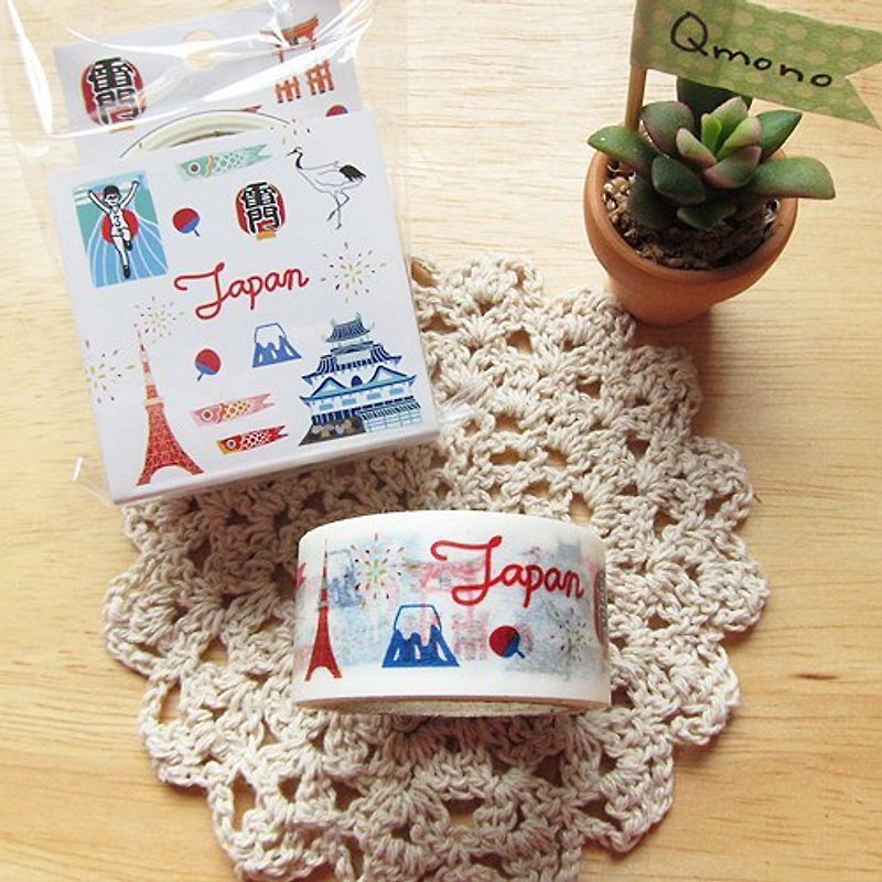 Qmono x Nicko妮可 联名纸胶带《Japan (QMT-N08)》旅行系列-日本 - 纸胶带 - 纸 白色