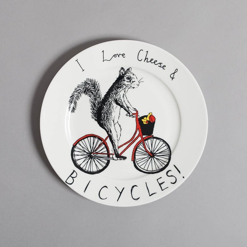 Cheese & Bicycles 骨瓷餐盘 | Jimbobart - 浅碟/小碟子 - 其他材质 多色