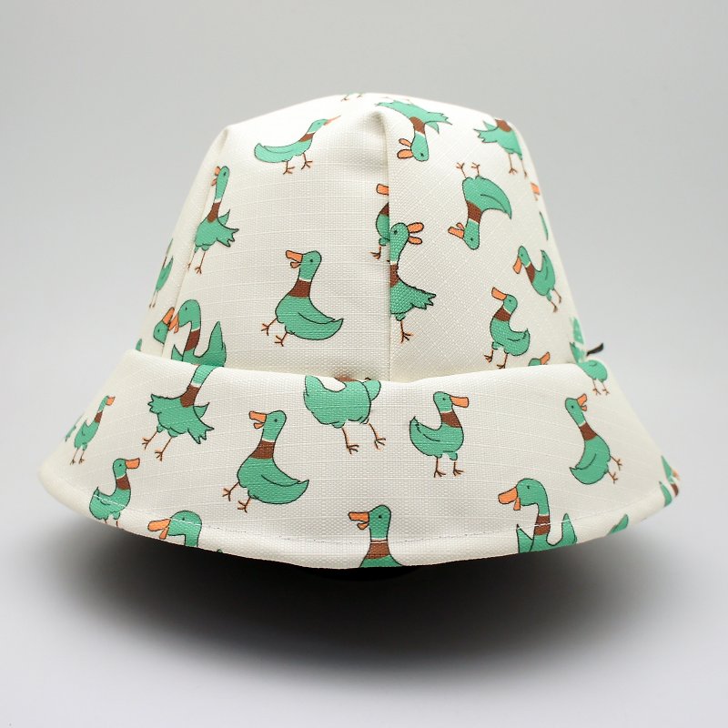 BLR 手作 印花 渔夫帽 一天一怪兽 联名款 绿雁鸭 双面戴 - 帽子 - 其他材质 绿色