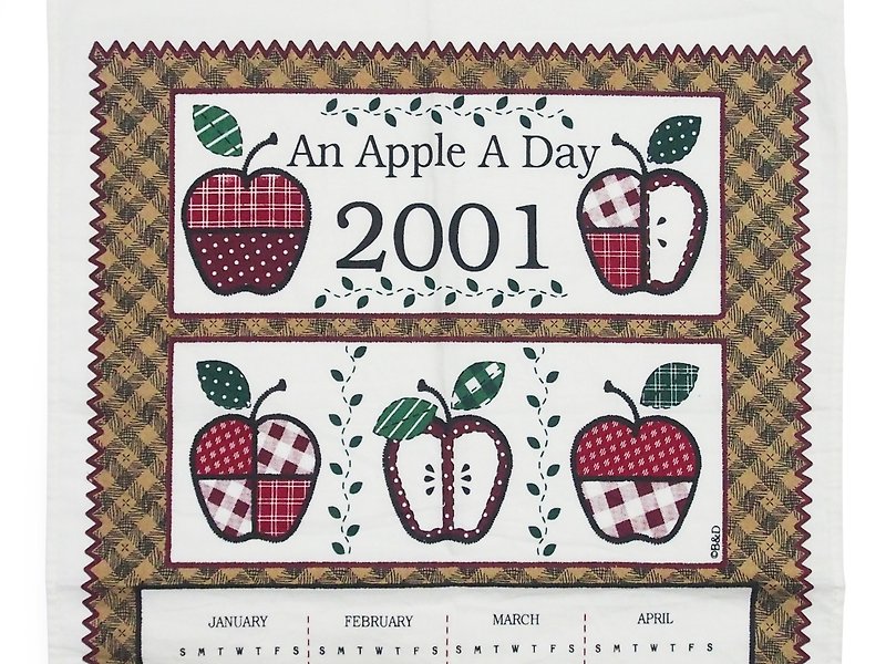 2001 美国早期布面月历 An apple a day - 墙贴/壁贴 - 其他材质 红色