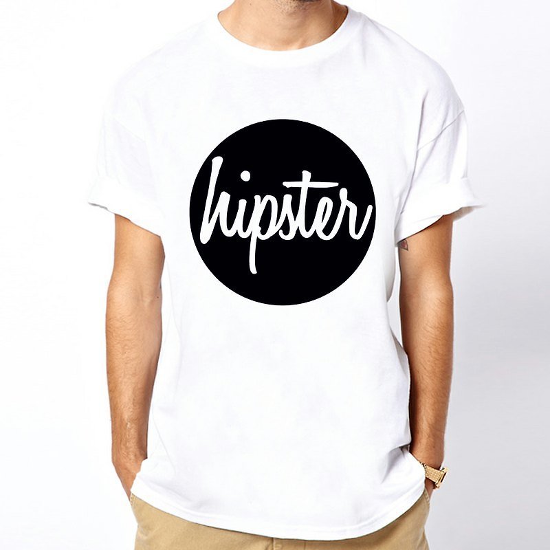 Circle hipster Logo短袖T恤-2色 文青 时髦 三角形设计自创品牌 - 男装上衣/T 恤 - 其他材质 白色