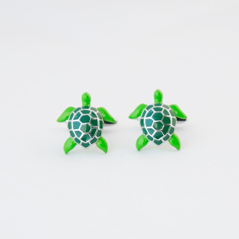 绿色海龟袖扣 SEA TURTLE CUFFLINKS - 袖扣 - 其他金属 